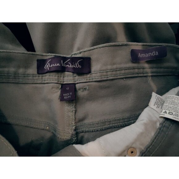 Gloria Vanderbilt Amanda Gray Cropped Rhinestone Embellished Jeans 12 - Picture 6 of 8